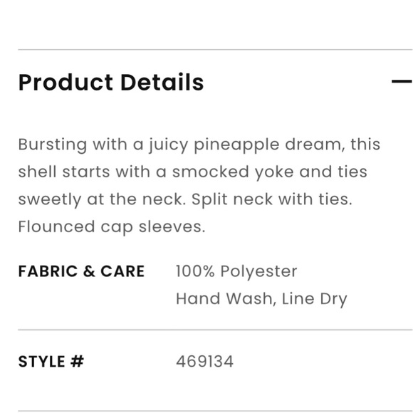 Pineapple Dream Smocked Tie Neck Shell - Picture 8 of 8